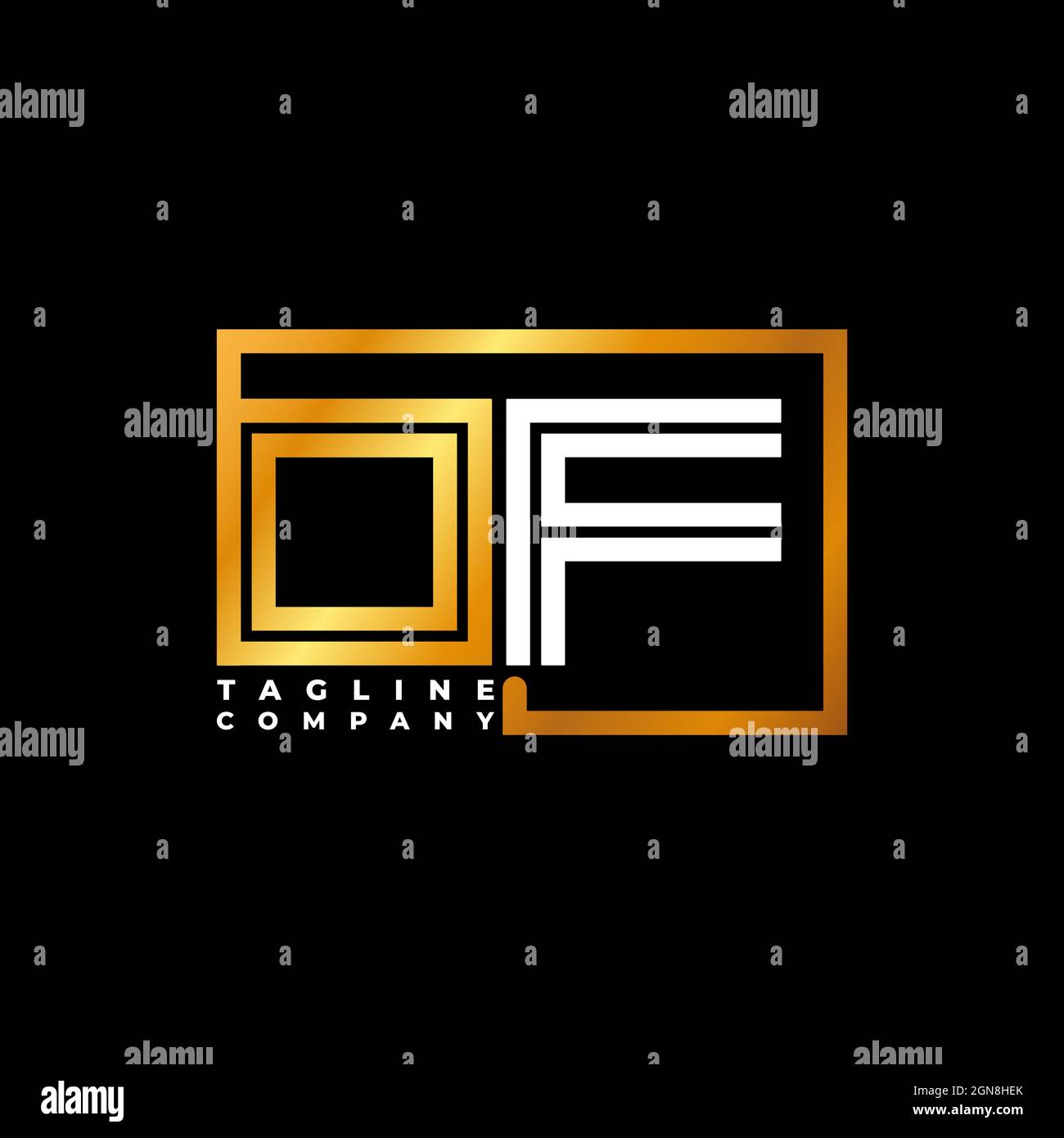 DI logo lettera monogramma forma linea Golden vettore modello. Azienda del monogramma di affari Illustrazione Vettoriale