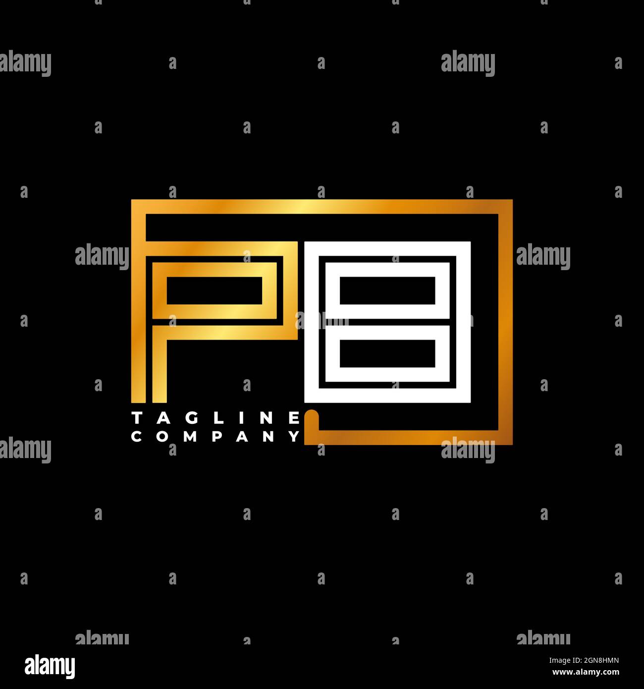 PB logo lettera monogramma forma linea Golden vettore modello. Azienda del monogramma di affari Illustrazione Vettoriale