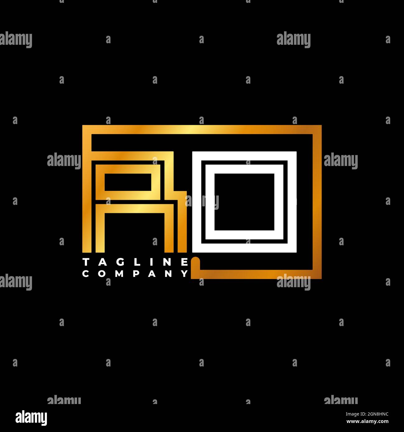RO Logo lettera monogramma forma linea dorata vettore modello. Azienda del monogramma di affari Illustrazione Vettoriale