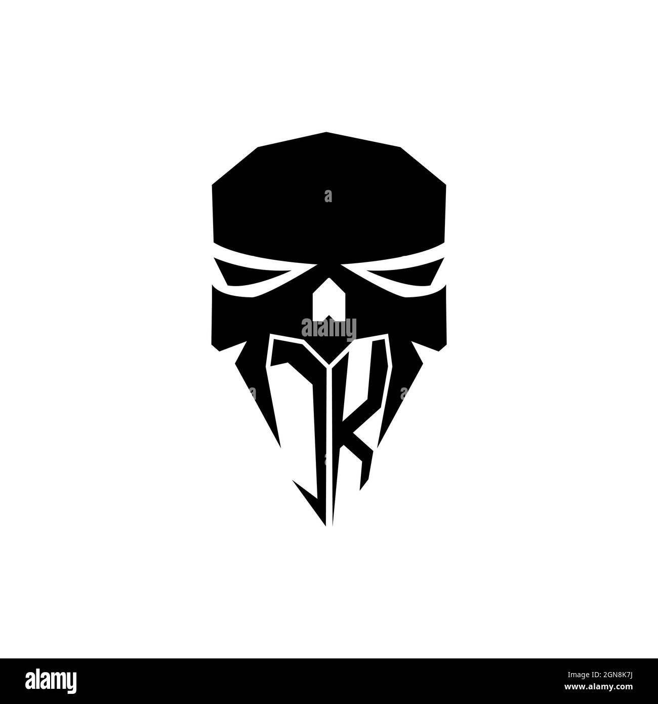 Logo di gioco CK Initial eSport. Logo vettoriale con modello a forma di cranio con testa moderna Illustrazione Vettoriale