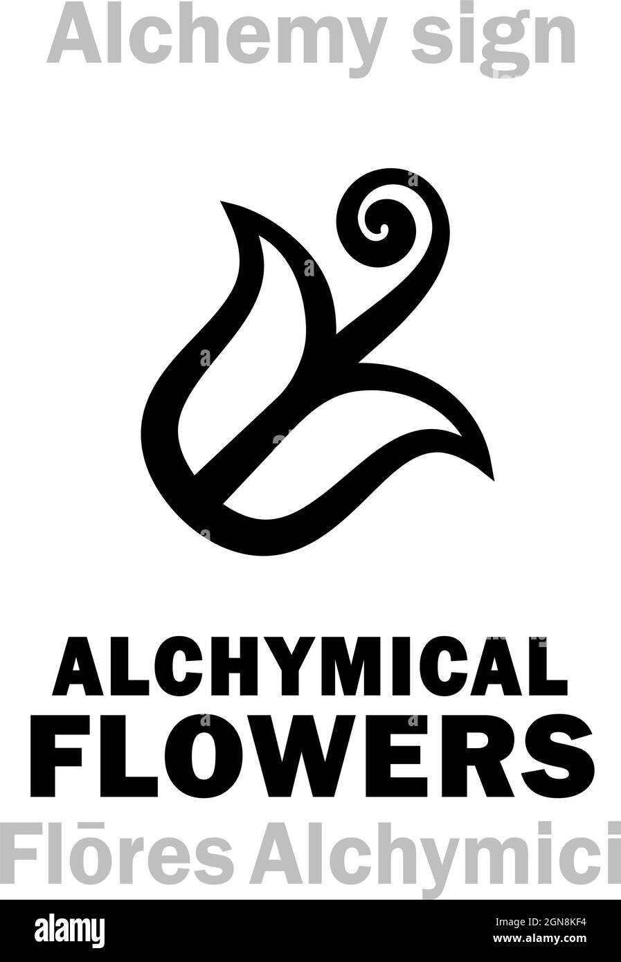 Alchimia Alfabeto: FIORI alchimici (Flōres Alchimici) — una forma sublimata e cristallina di sostanza (ad esempio: Cristalli radiali di sali, metalli, ecc.). Illustrazione Vettoriale