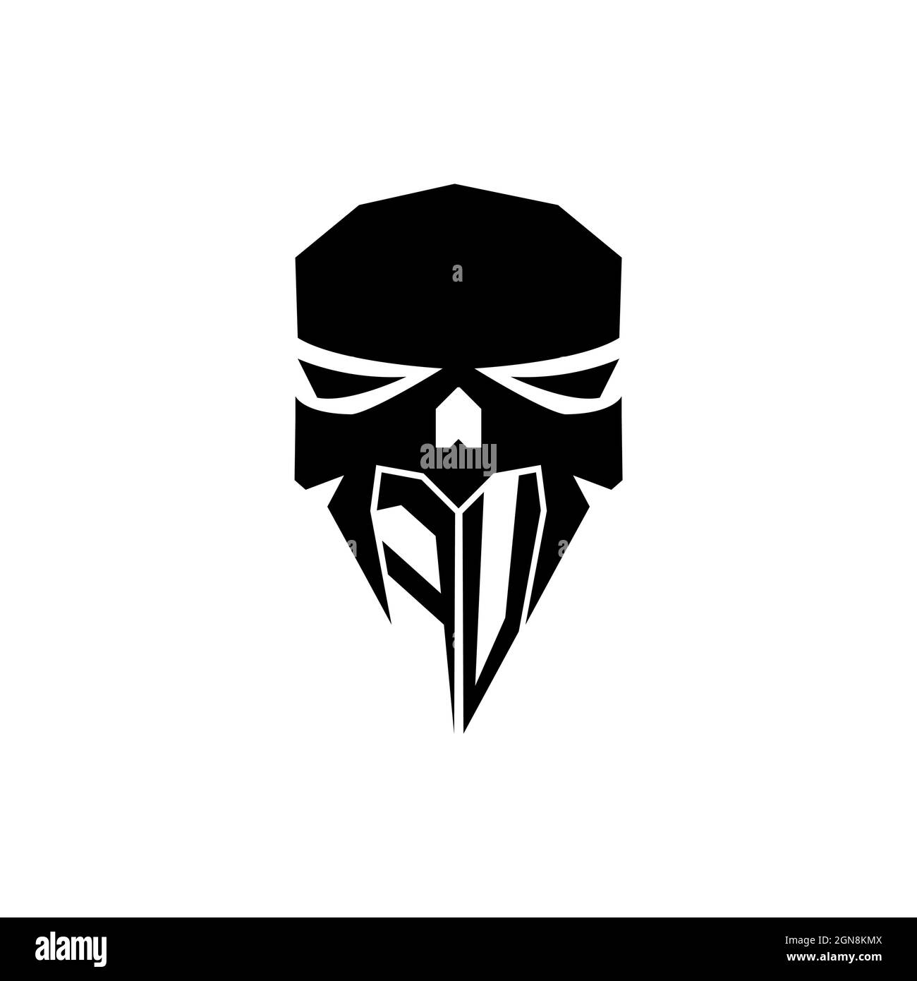 Logo di gioco iniziale FV eSport. Logo vettoriale con modello a forma di cranio con testa moderna Illustrazione Vettoriale