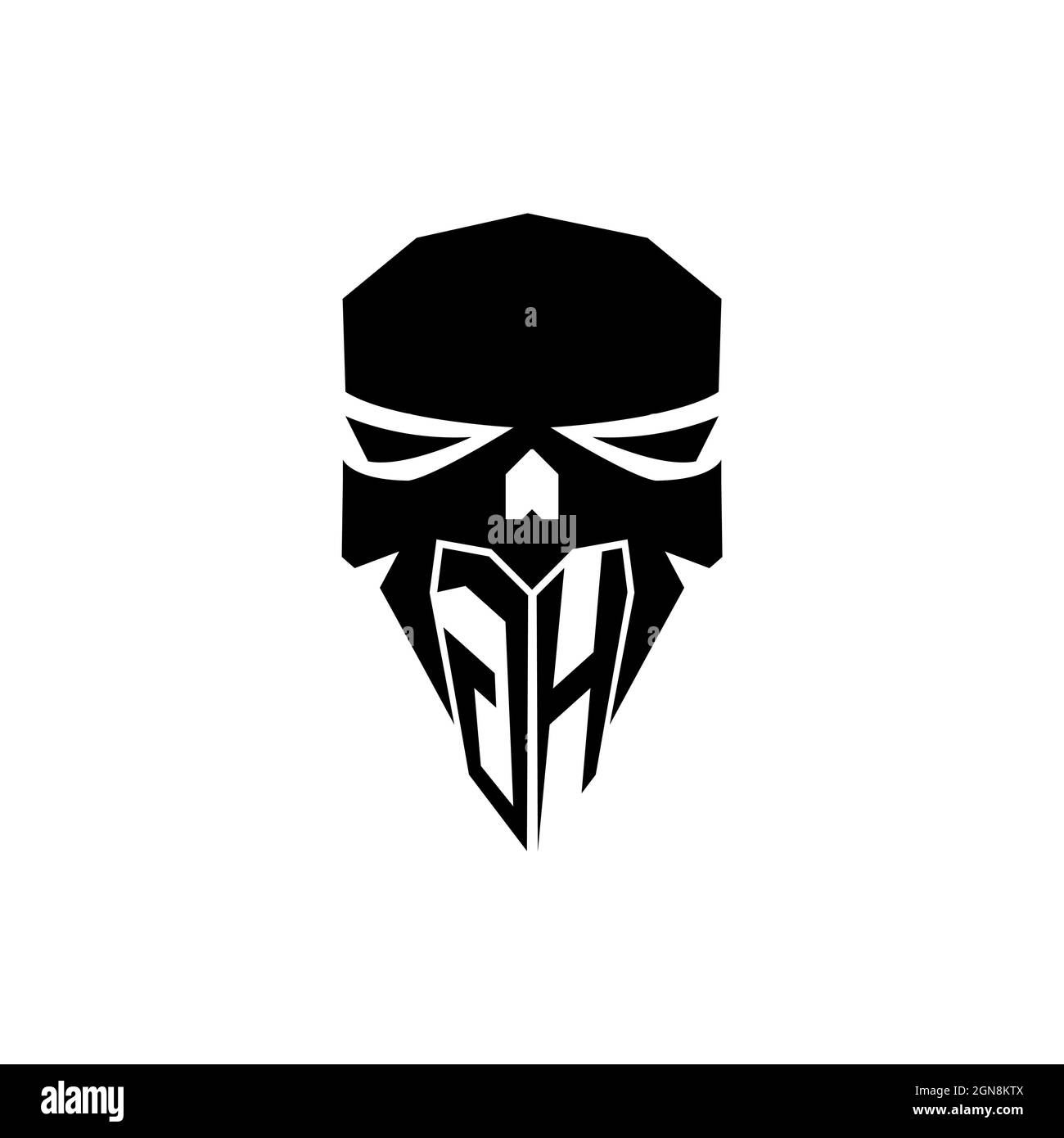 Logo GH Initial eSport gaming. Logo vettoriale con modello a forma di cranio con testa moderna Illustrazione Vettoriale