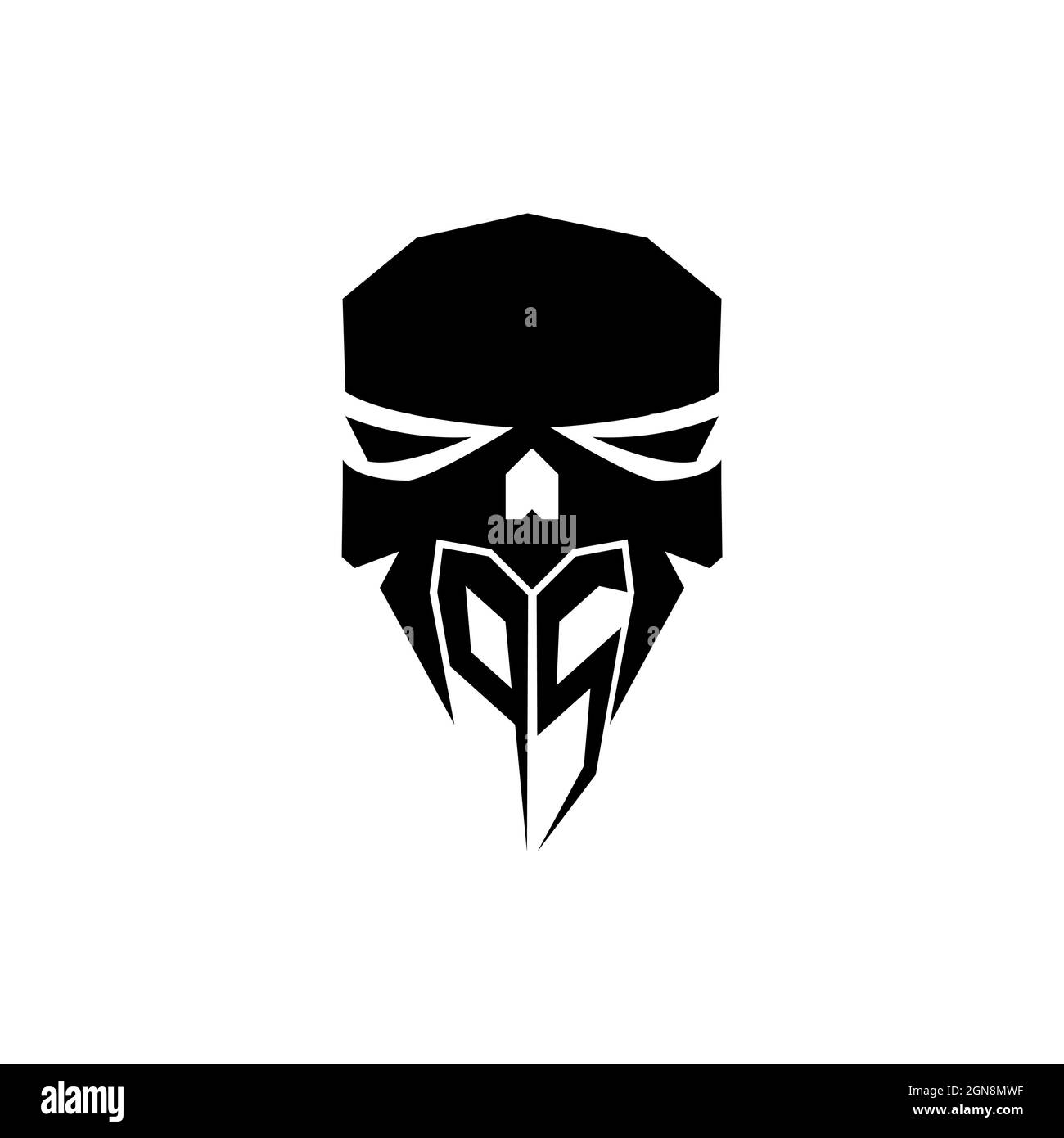 Logo PS Initial eSport gaming. Logo vettoriale con modello a forma di cranio con testa moderna Illustrazione Vettoriale