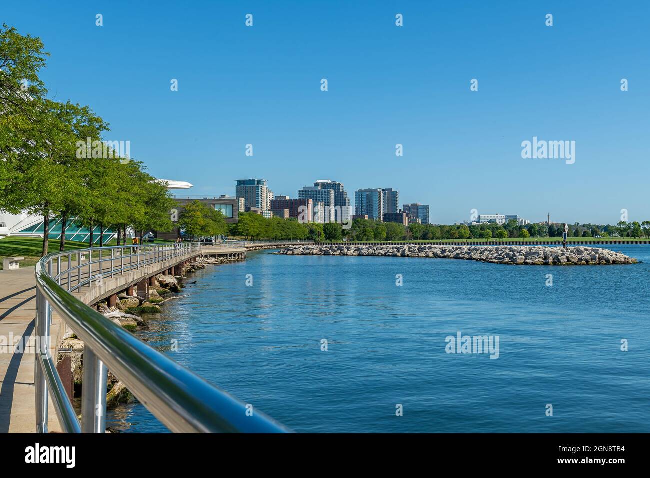 Il museo d'arte di Milwaukee e il lago Michigan Foto Stock