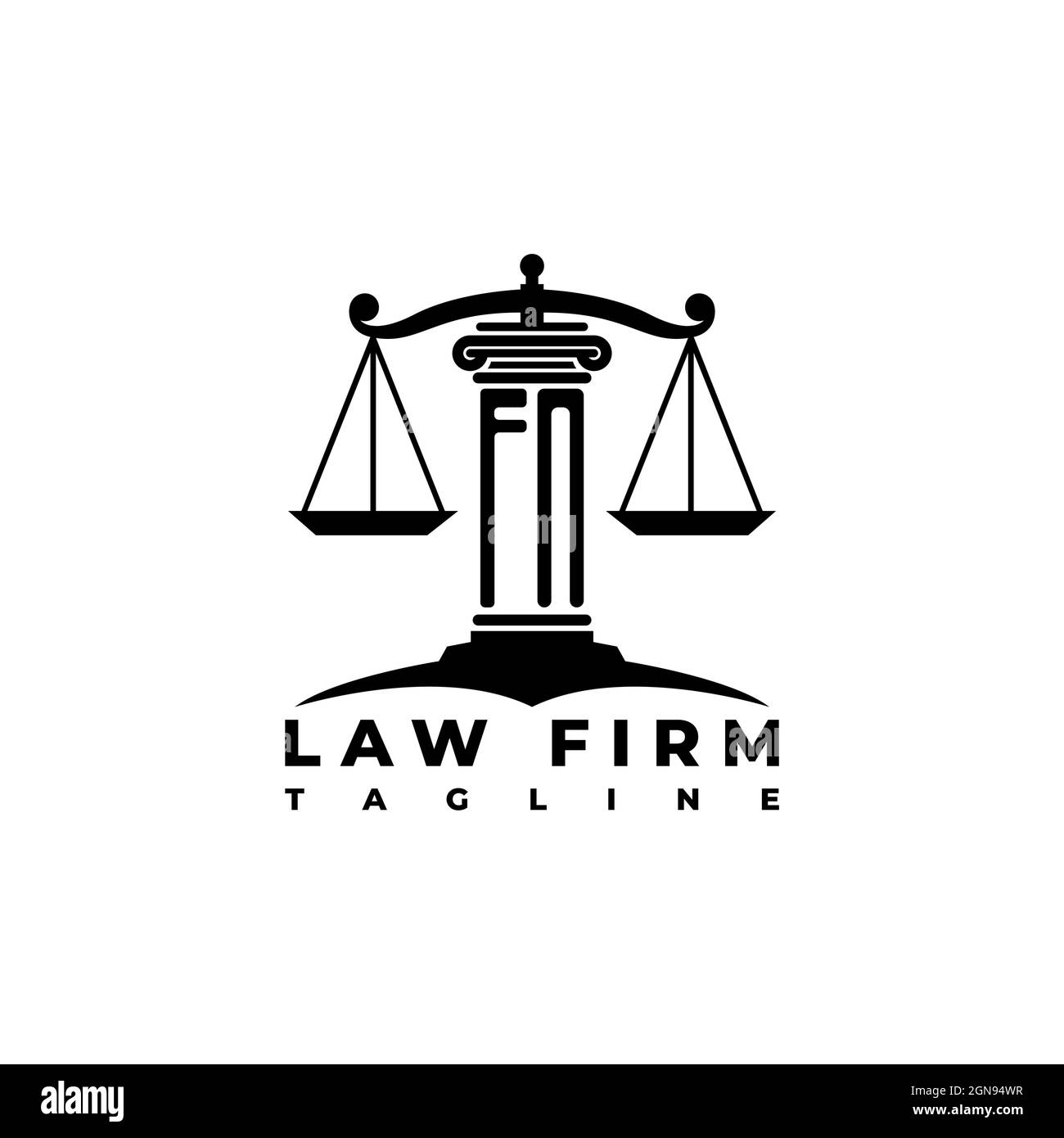 FN Monogram Logo Letter Pillars Geometric Shape Style Vector, Law Firm Company Illustrazione Vettoriale