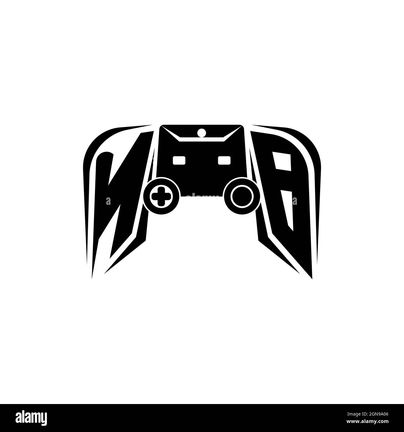 NB: Logo di gioco eSport iniziale. Modello vettoriale stile forma console di gioco Illustrazione Vettoriale