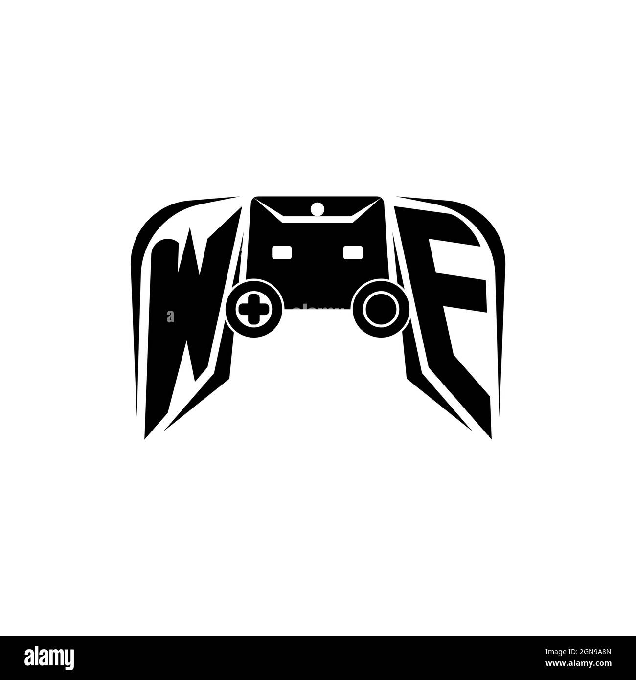 LOGO DI eSport di gioco iniziale. Modello vettoriale stile forma console di gioco Illustrazione Vettoriale