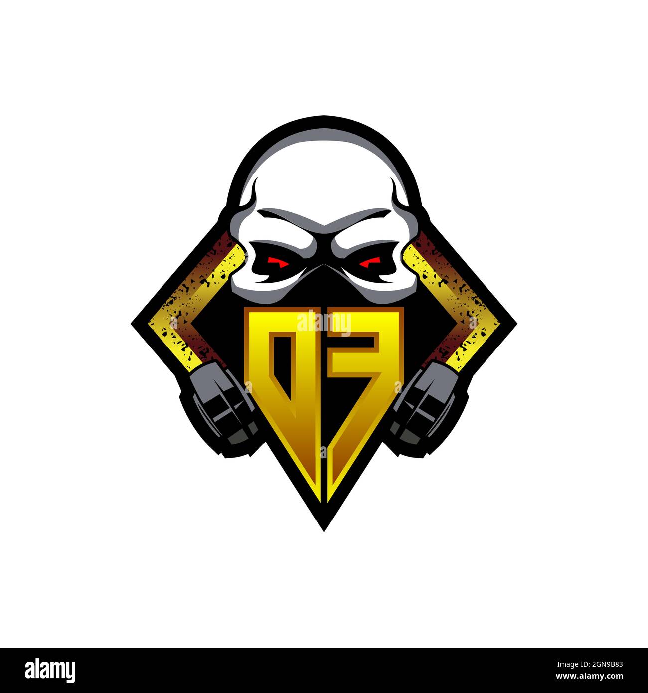 Logo GH Initial eSport gaming. Modello vettoriale stile forma console di gioco Illustrazione Vettoriale