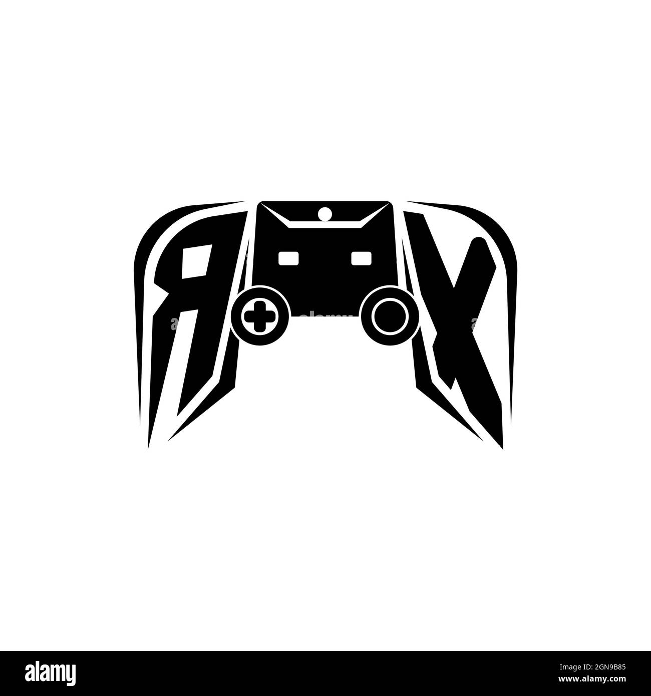 LOGO RX Initial eSport gaming. Modello vettoriale stile forma console di gioco Illustrazione Vettoriale