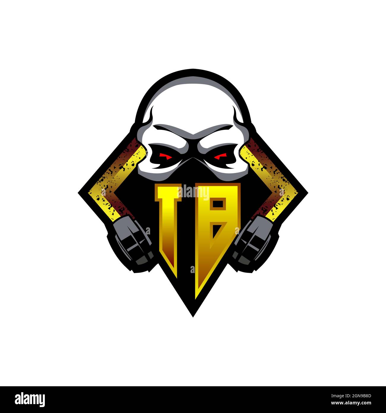 SK Initial eSport gaming logo. Modello vettoriale stile forma console di gioco Illustrazione Vettoriale