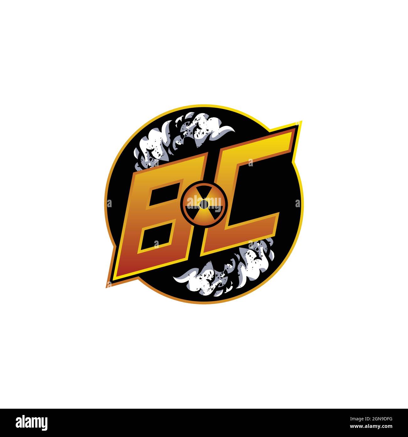 BC Logo monogramma con modello di design a forma di cranio Illustrazione Vettoriale