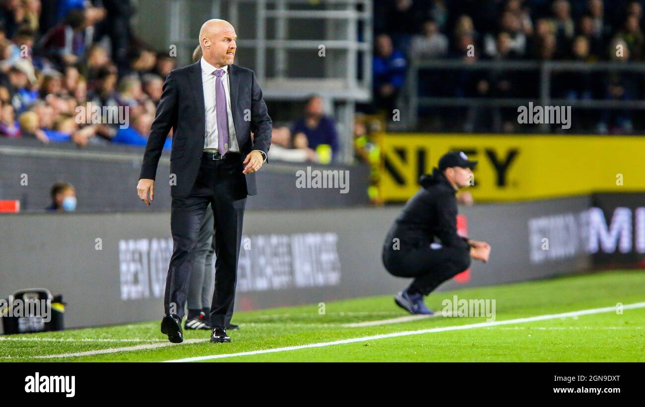 Burnley, Regno Unito. 21 settembre 2021. Il direttore di Burnley Sean Dyche durante la partita della Carabao Cup tra Burnley e Rochdale a Turf Moor, Burnley, Inghilterra, il 21 settembre 2021. Foto di Sam Fielding/prime Media Images. Credit: Prime Media Images/Alamy Live News Foto Stock