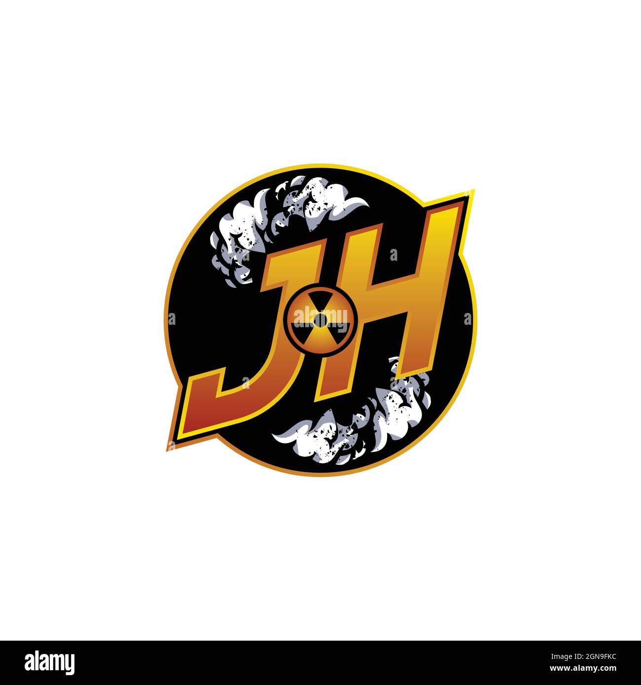 JH Logo Monogram Gaming with gas Shape disegna template Vector Icon Modern Illustrazione Vettoriale