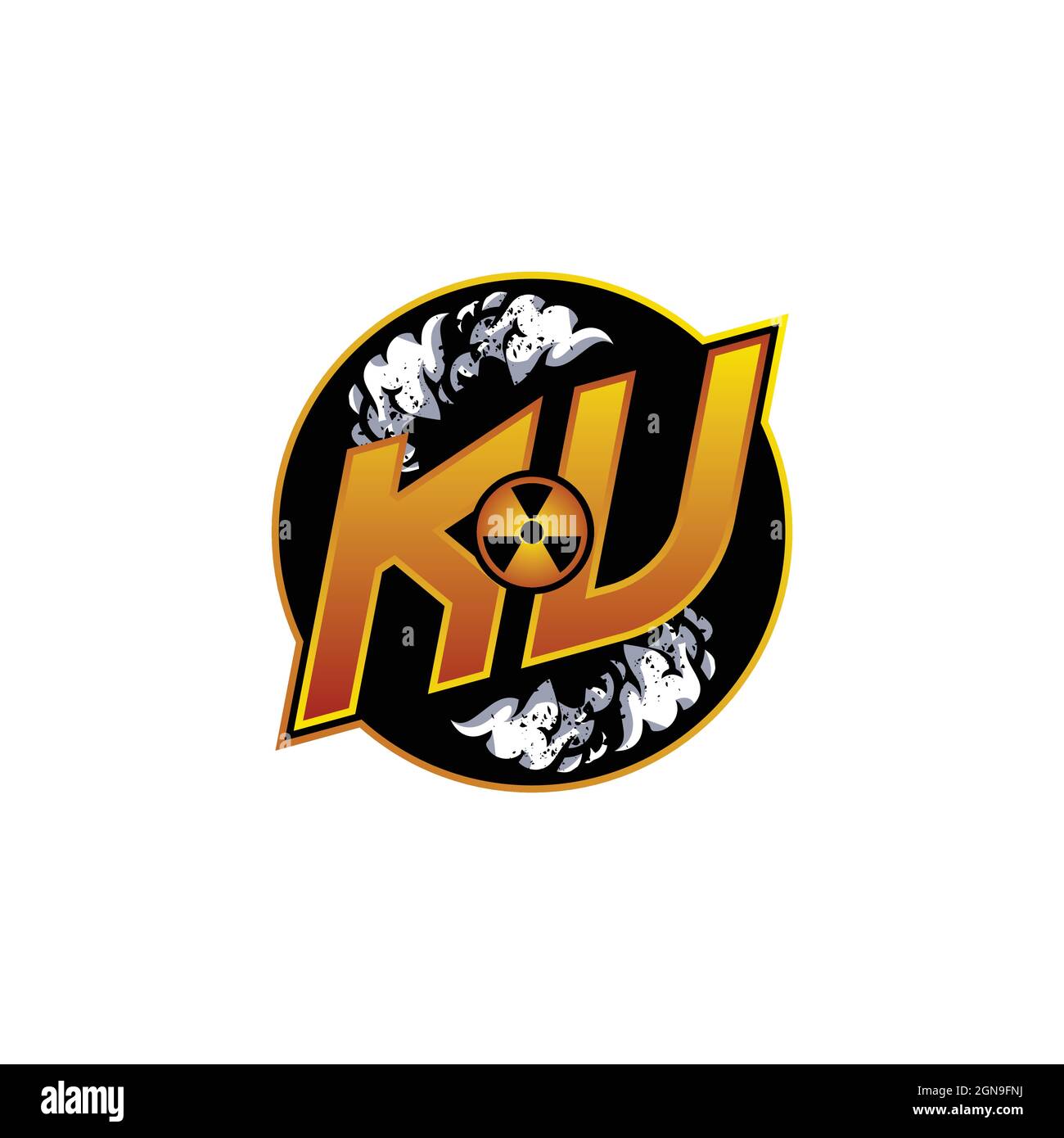 KU Logo Monogram Gaming with gas Shape disegna template Vector Icon Modern Illustrazione Vettoriale