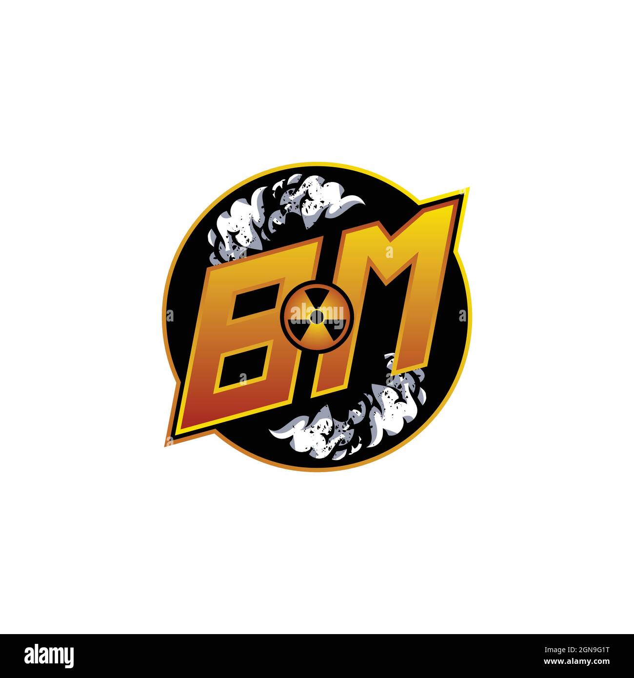 Logo BM Monogram Gaming with gas forma disegni modello vettore icona moderna Illustrazione Vettoriale