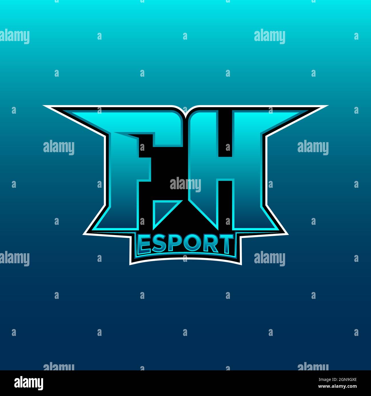 FH Logo Monogram Gaming with gas Shape disegna template Vector icon Modern Illustrazione Vettoriale