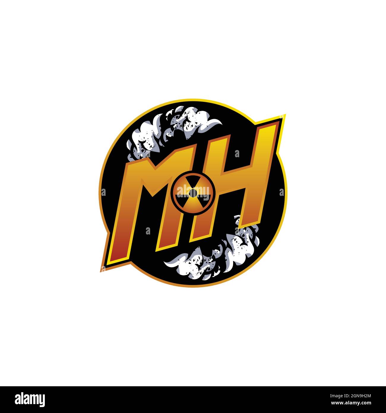 MH Logo Monogramma Gaming con forma a gas disegni modello vettore icona moderna Illustrazione Vettoriale