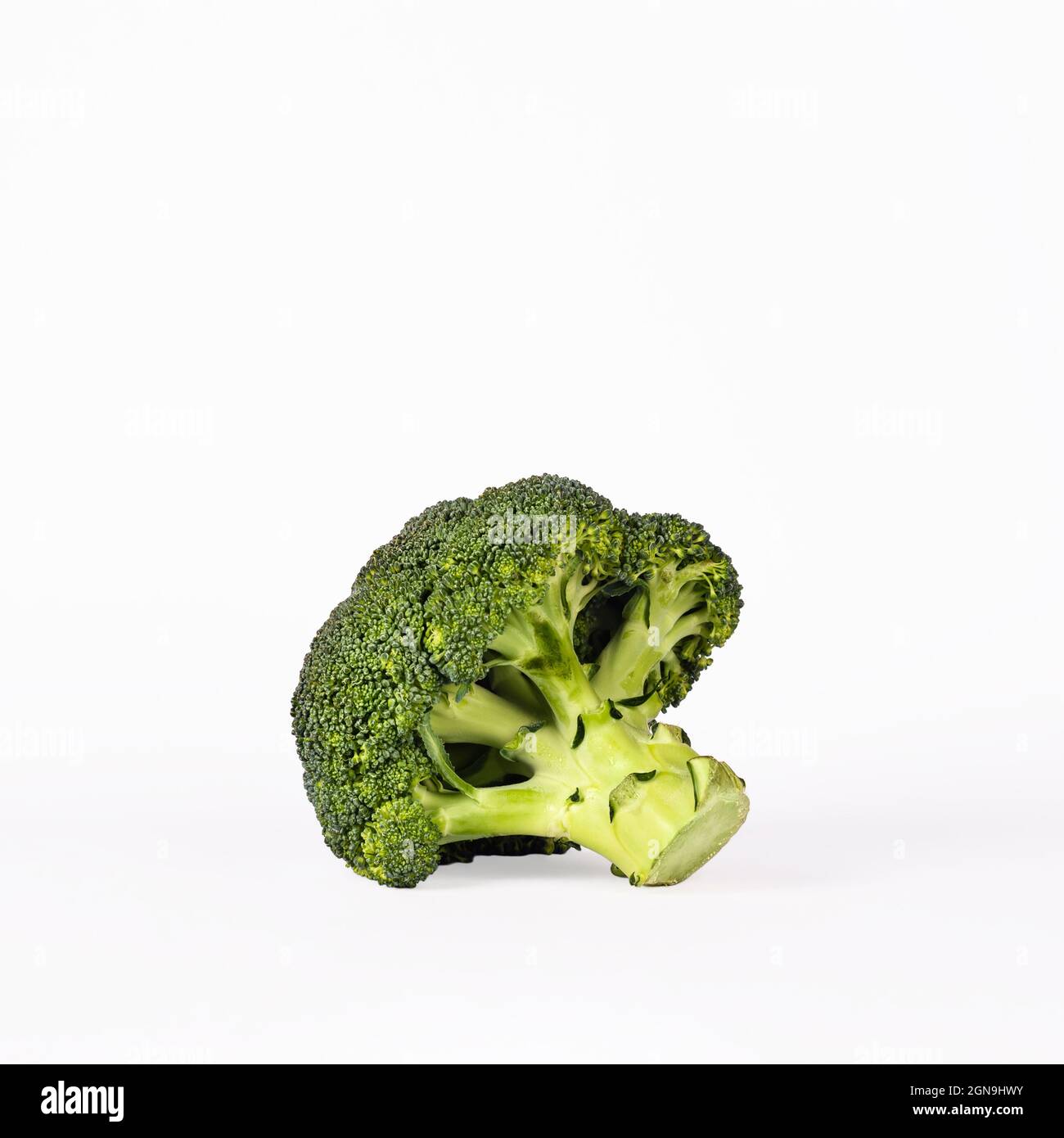 Broccoli freschi di grandi dimensioni isolati su sfondo bianco. Foto Stock