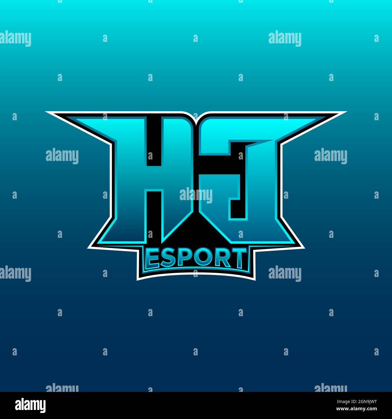 HG Logo eSport Gaming Initial con modello vettoriale Blue Light Color Illustrazione Vettoriale