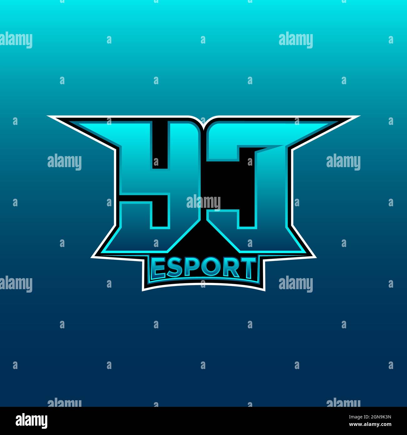 YC Logo eSport Gaming Initial con modello vettoriale di design Blue Light Color Illustrazione Vettoriale