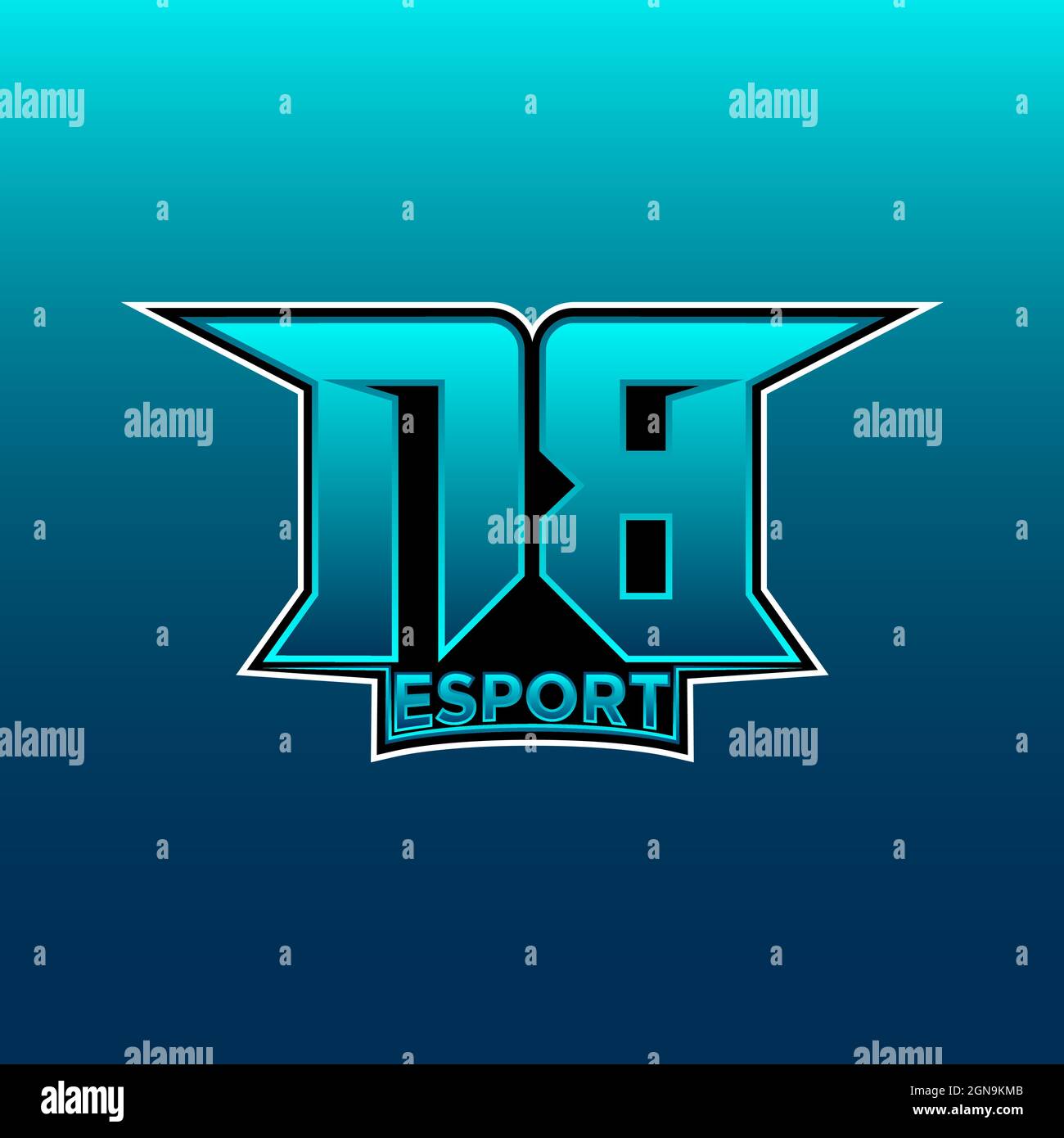 NB Logo eSport Gaming Initial con modello vettoriale di design Blue Light Color Illustrazione Vettoriale