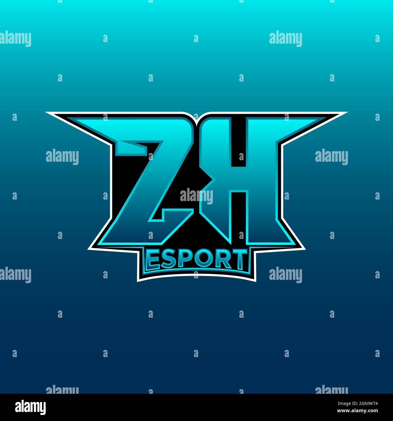 ZK Logo eSport Gaming Initial con modello vettoriale di design Blue Light Color Illustrazione Vettoriale