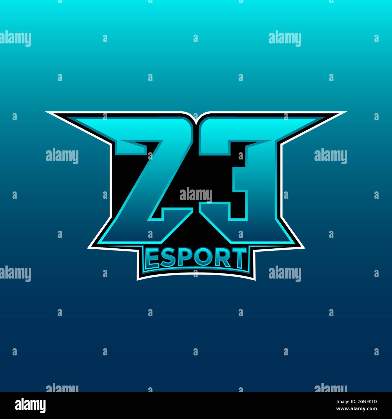 ZE Logo eSport Gaming Initial con modello vettoriale di design Blue Light Color Illustrazione Vettoriale