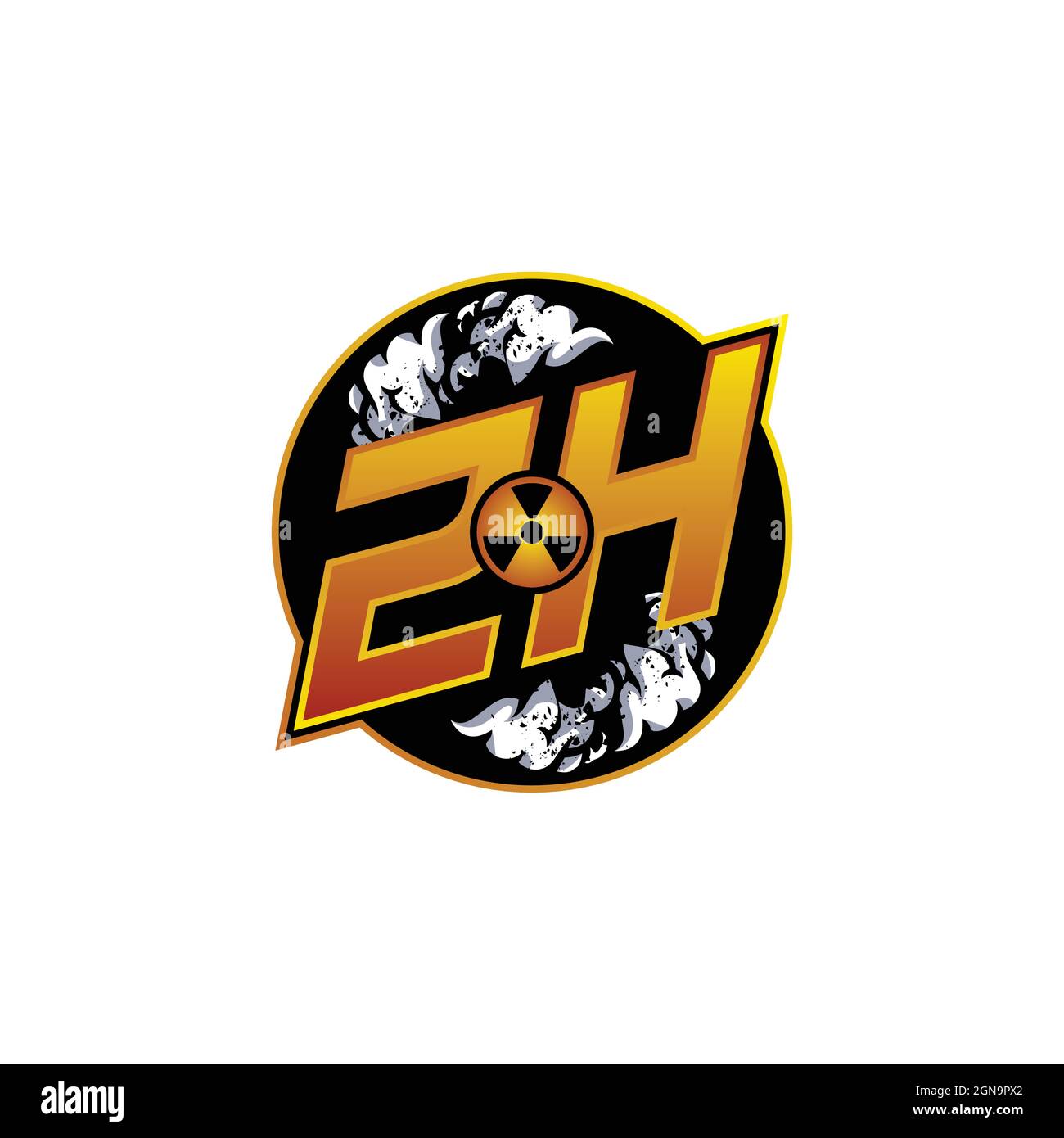 ZH Logo Monogram Gaming with gas Shape disegna template Vector Icon Modern Illustrazione Vettoriale