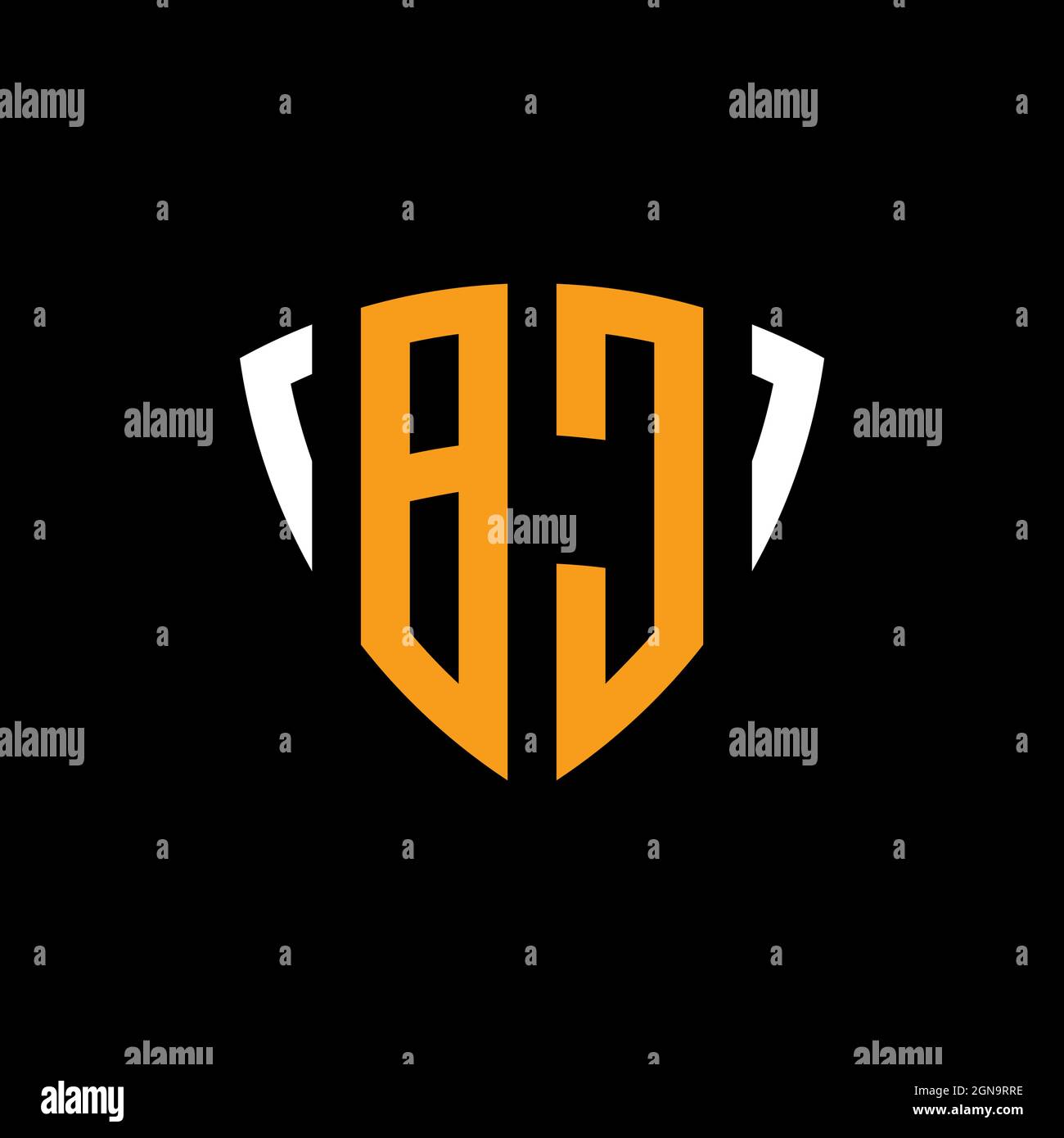 Logo BC con schermo bianco arancione modello isolato su sfondo nero Illustrazione Vettoriale