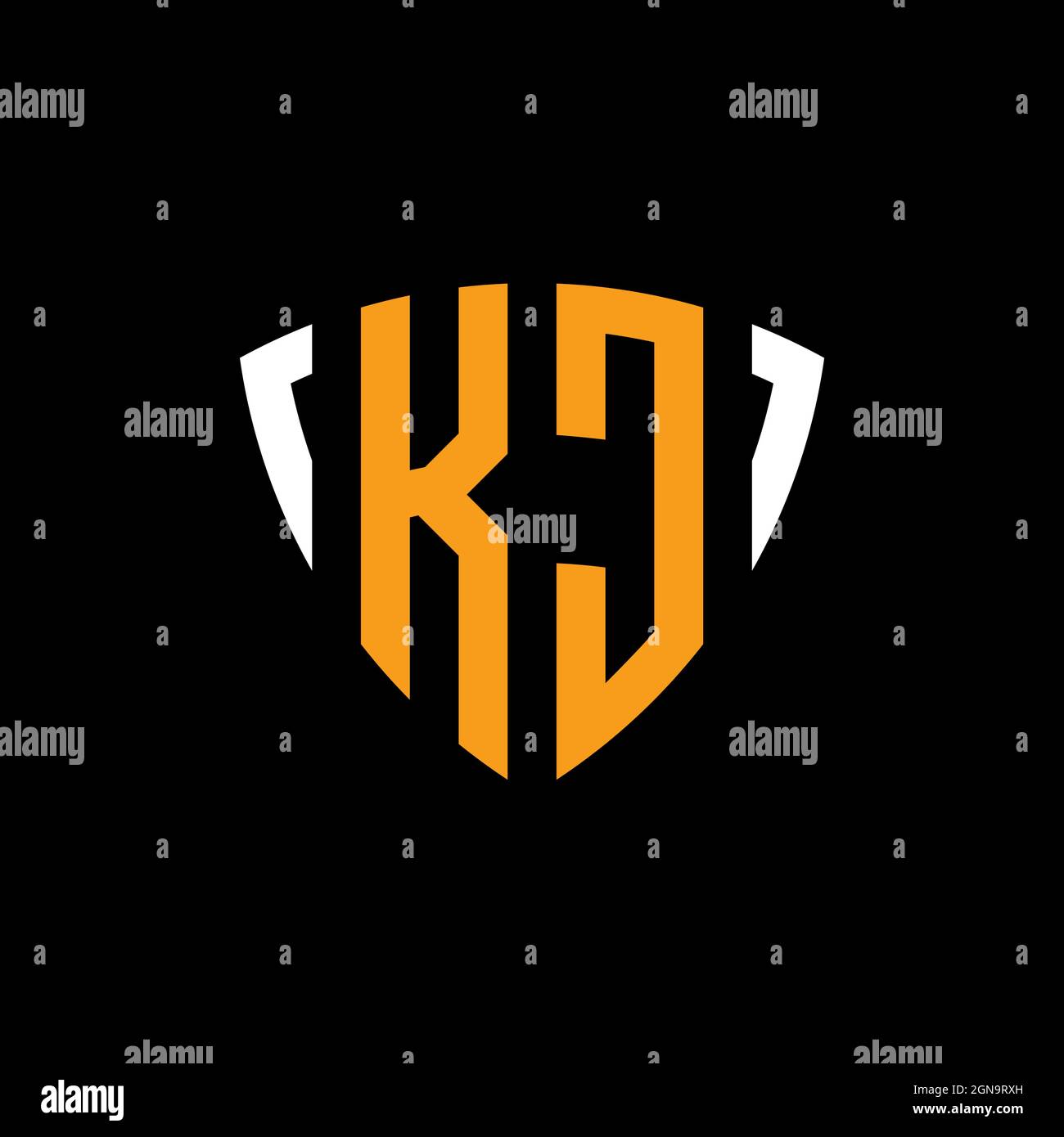 Logo KC con schermo bianco arancione modello isolato su sfondo nero Illustrazione Vettoriale