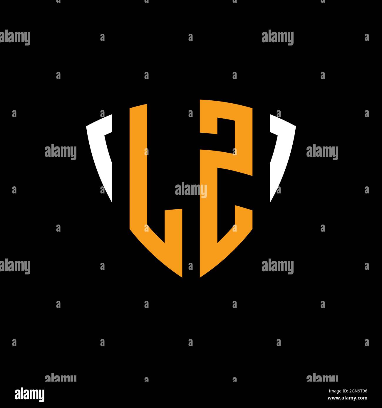 Logo LZ con schermo bianco arancione modello isolato su sfondo nero Illustrazione Vettoriale