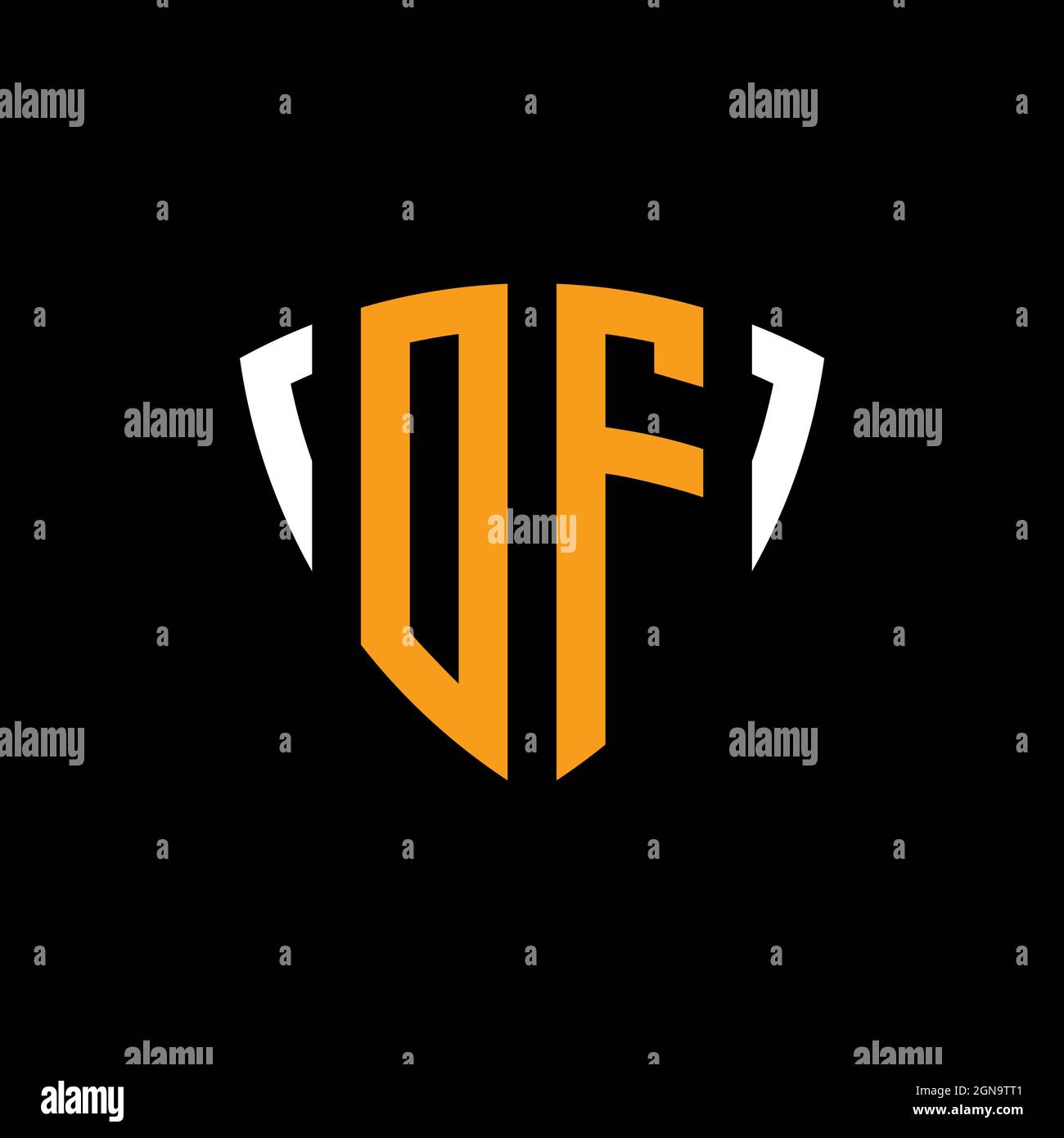 DI logo con schermo bianco arancione modello di design isolato su sfondo nero Illustrazione Vettoriale