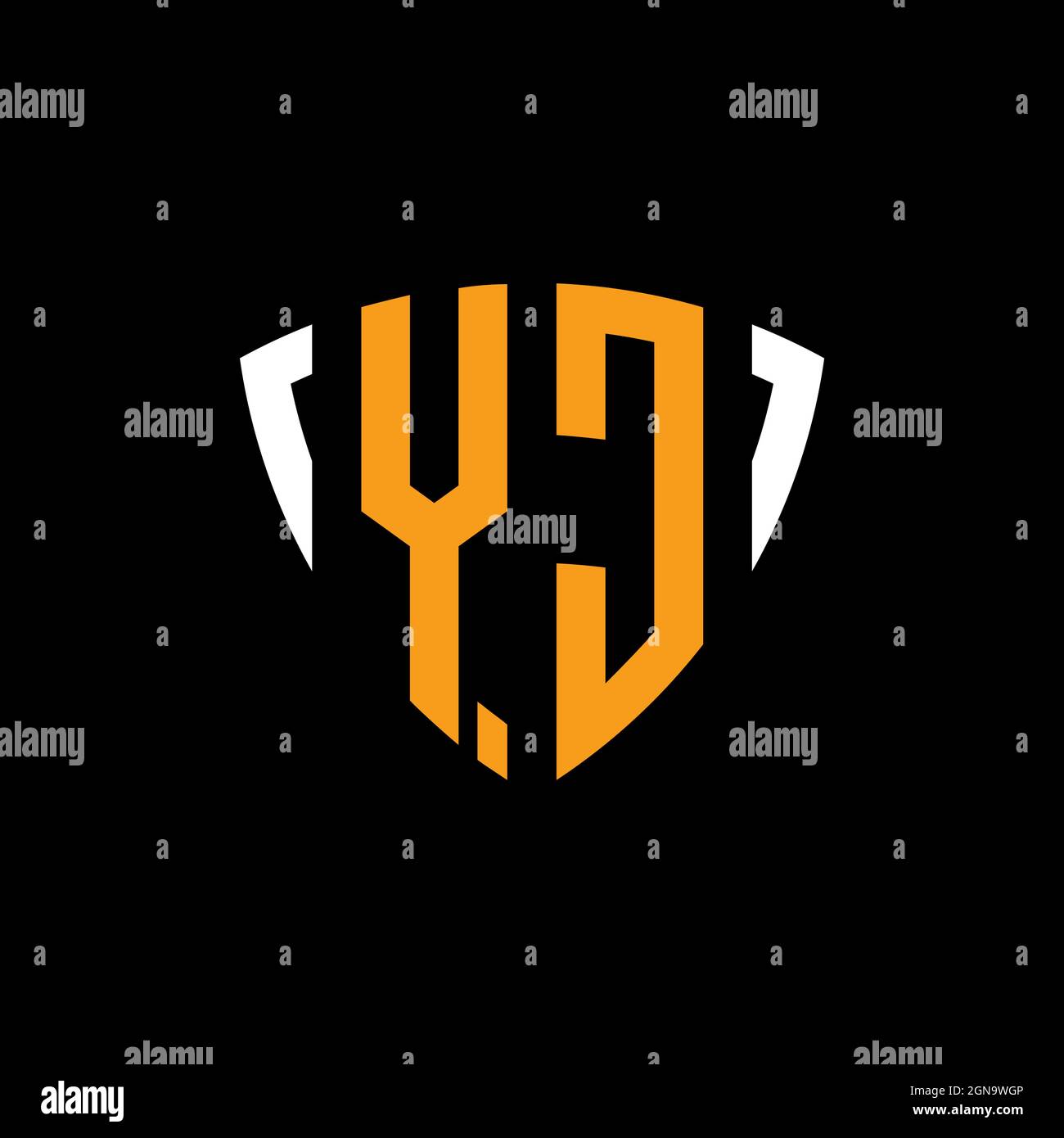 Logo YC con schermo bianco arancione modello di design isolato su sfondo nero Illustrazione Vettoriale