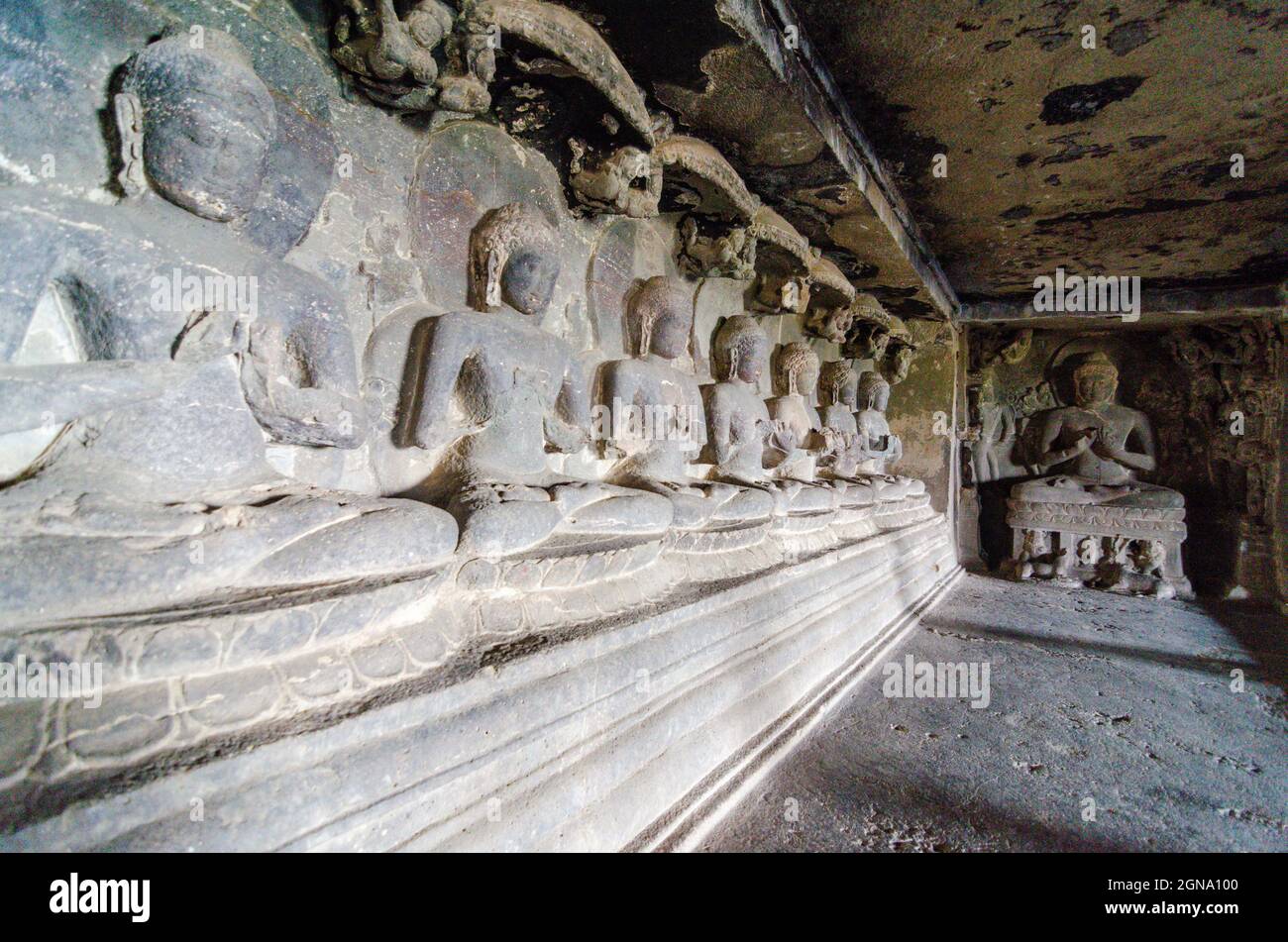 L'istroico Ajanta ed il complesso della Grotta di Ellora in Aurangabad, India centrale Foto Stock