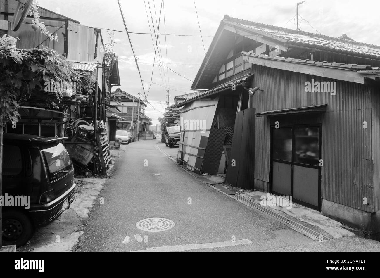 Case rurali di Kanazawa, architettura tradizionale, fascino della campagna, fattorie giapponesi, paesaggi rurali Foto Stock