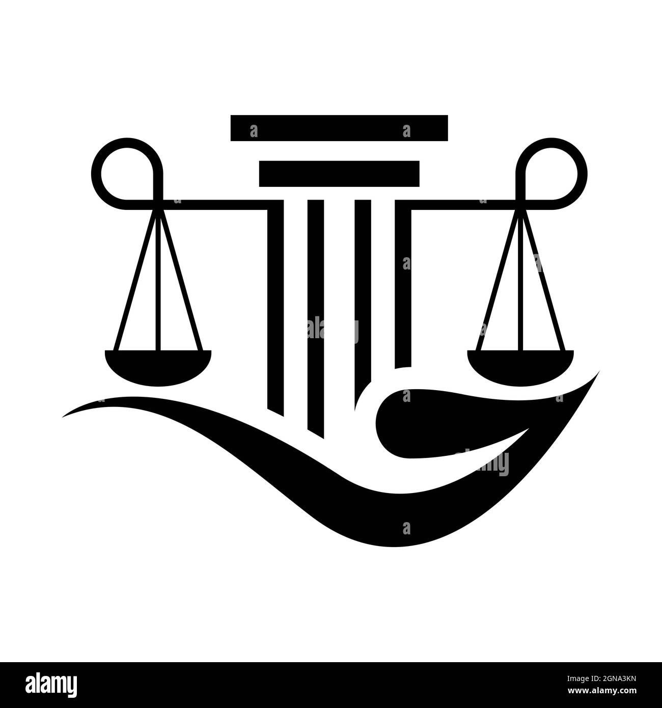 Disegno di icona vettoriale del modello di logo della legge Foto Stock