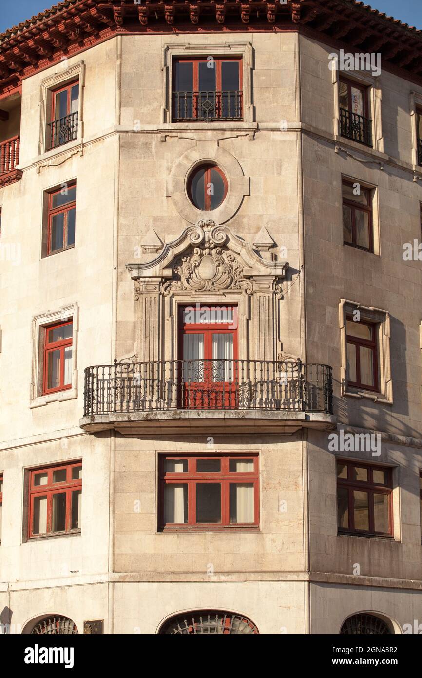 Architettura europea balcone, edifici in spagna, Foto Stock