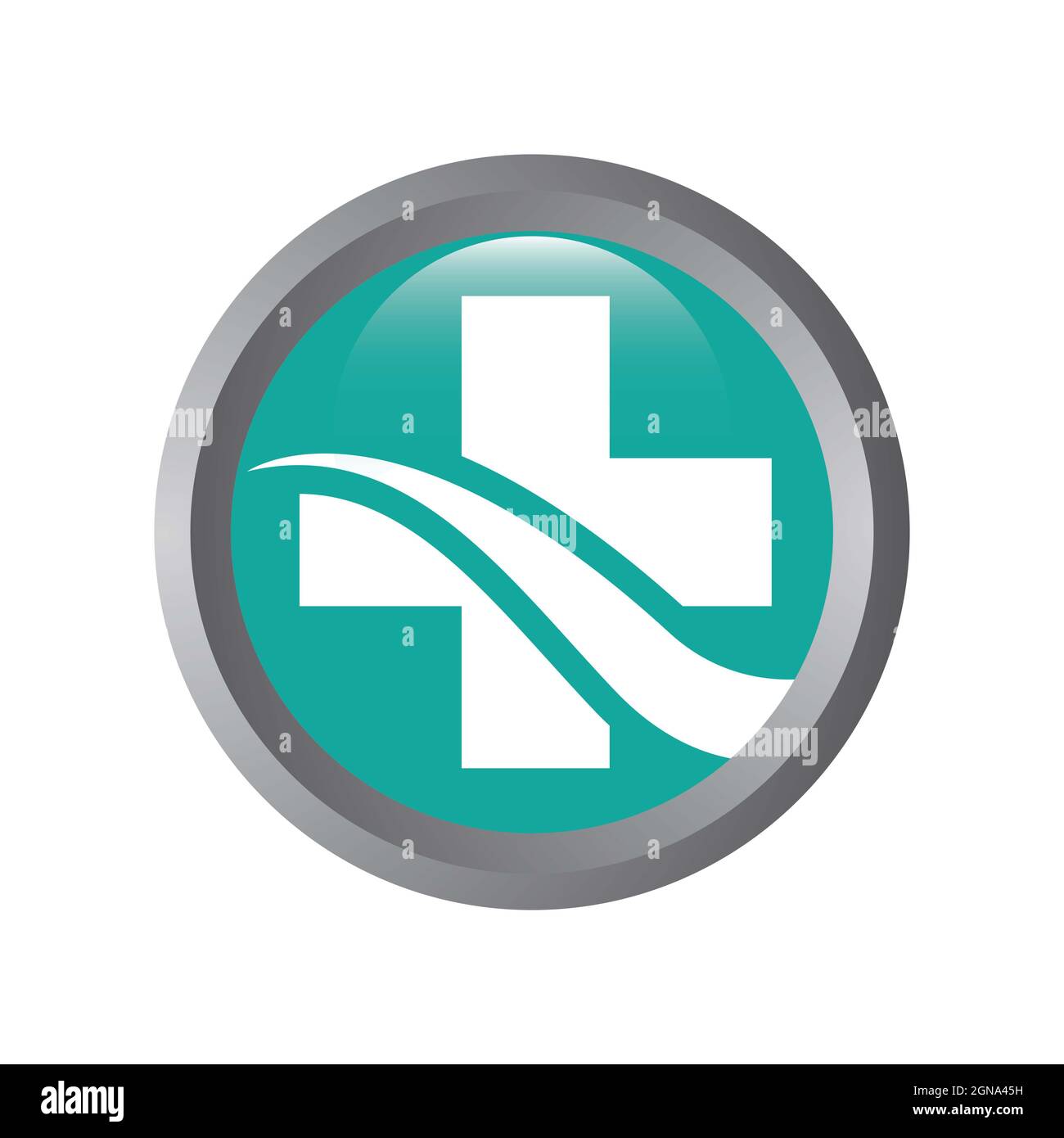 Disegno di icone vettoriali del modello di logo incrociato medico Foto Stock