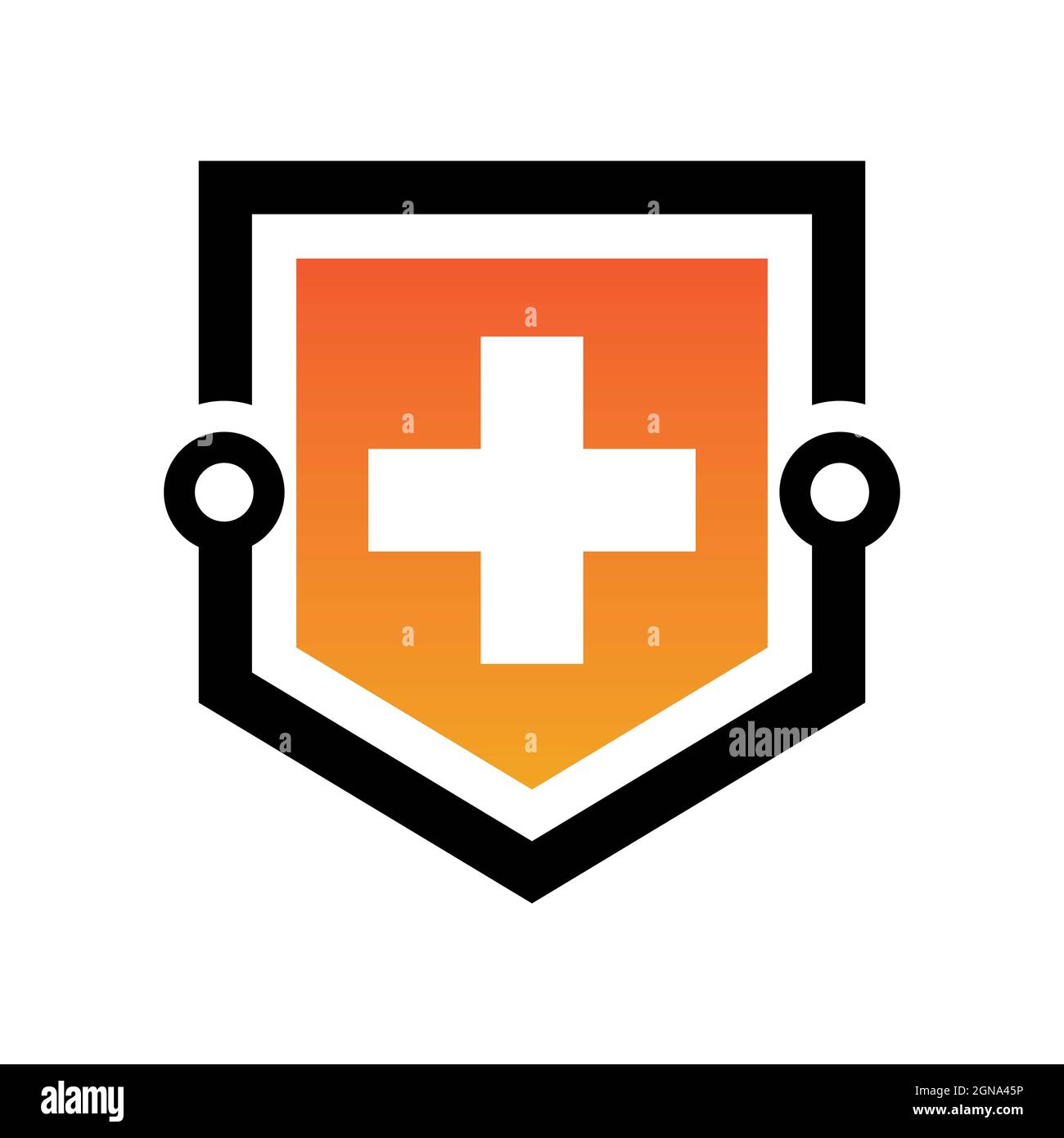 Disegno di icone vettoriali del modello di logo incrociato medico Foto Stock