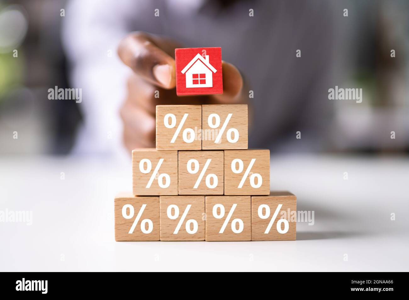 Percentuale ipoteca immobiliare. Concetto di credito della casa Foto Stock