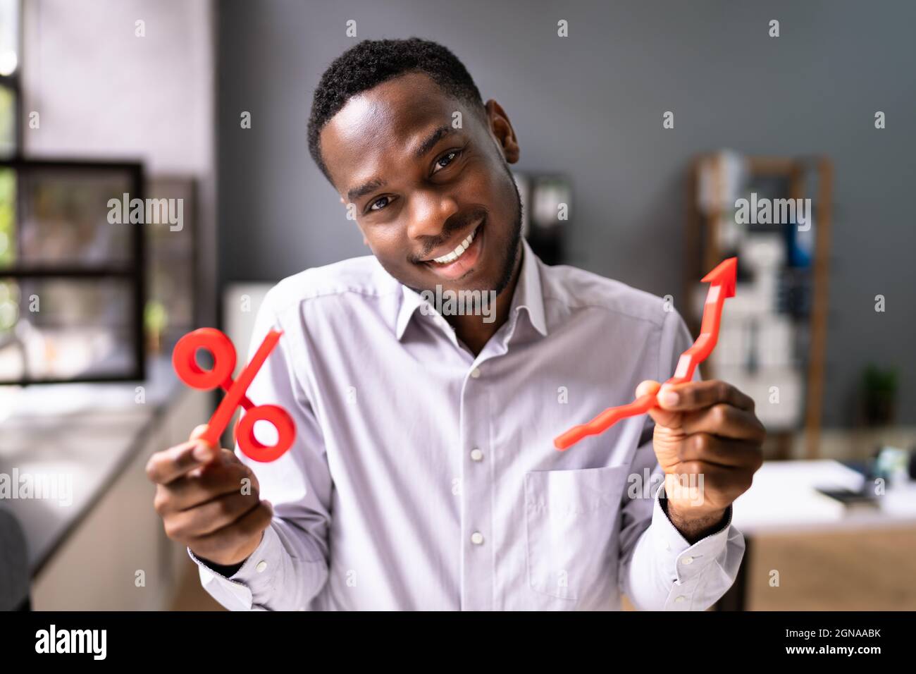 Crescita finanziaria, tasso di interesse e concetto di rischio Foto Stock