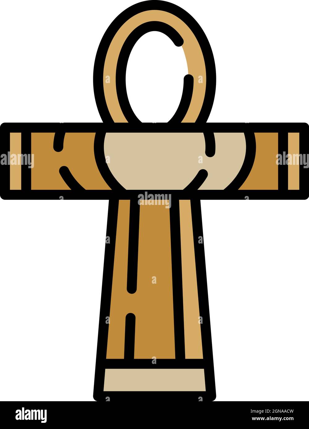 Icona a croce egiziana. Contorno egiziano crossvettoriale icona colore piatto isolato Illustrazione Vettoriale