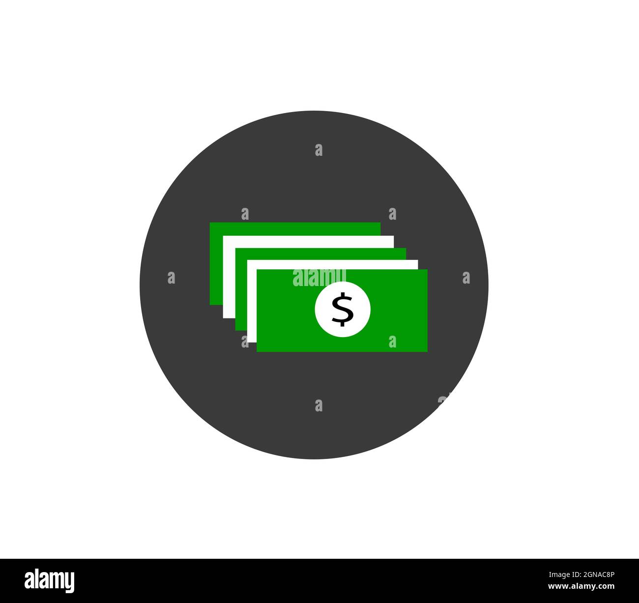 Pulsante dollari, icona del vettore della bolletta del dollaro isolata su sfondo bianco Illustrazione Vettoriale