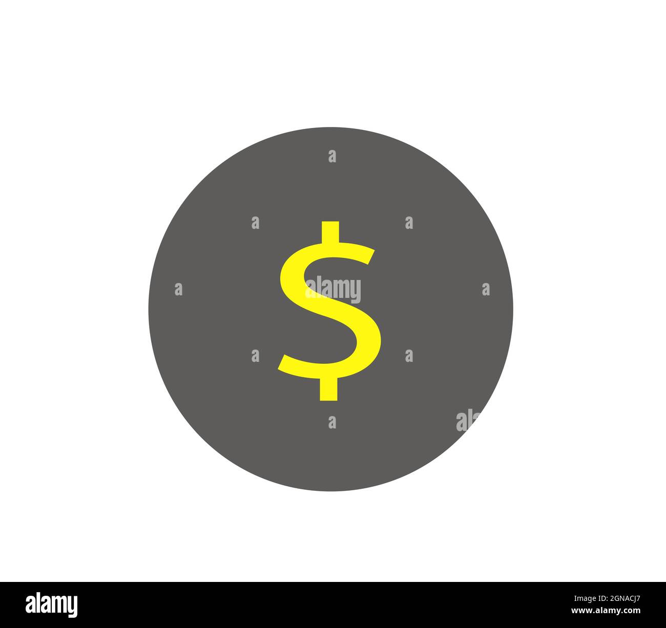 Simbolo della moneta del dollaro, icona della moneta del dollaro su sfondo bianco Illustrazione Vettoriale