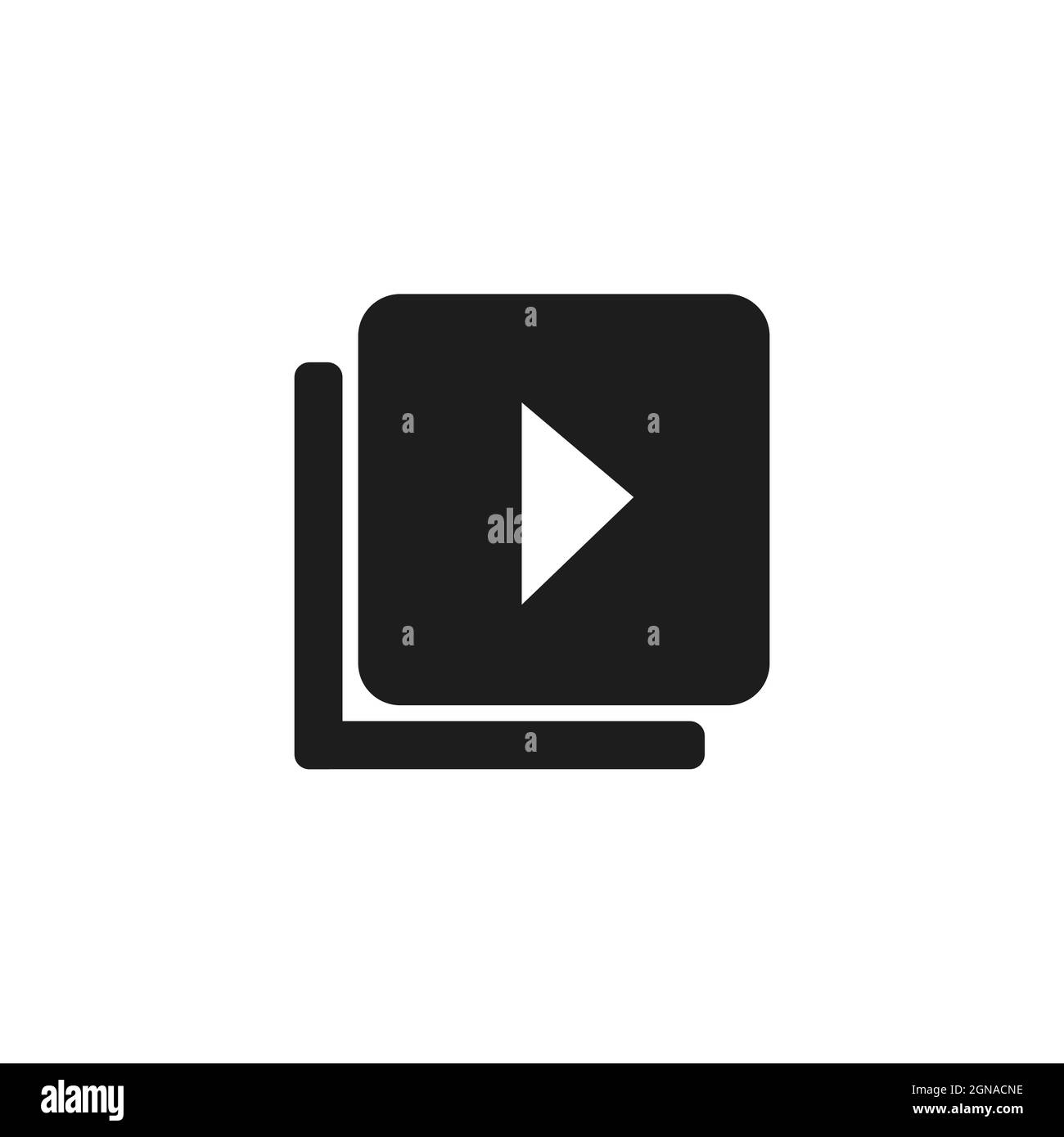icona della playlist isolata su sfondo bianco, cartello della libreria video Illustrazione Vettoriale