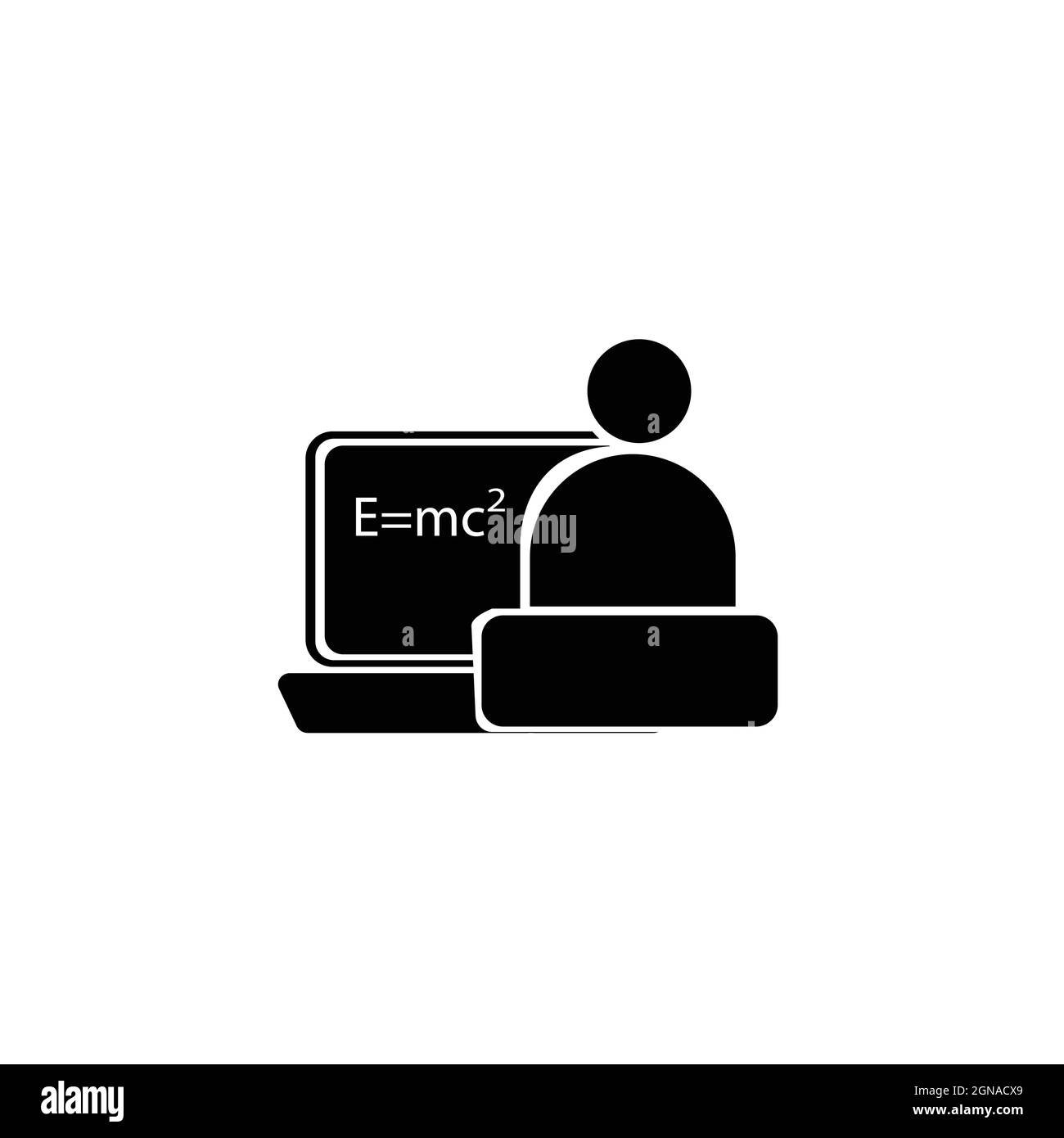 Icona formazione online, studiare fisica online Illustrazione Vettoriale