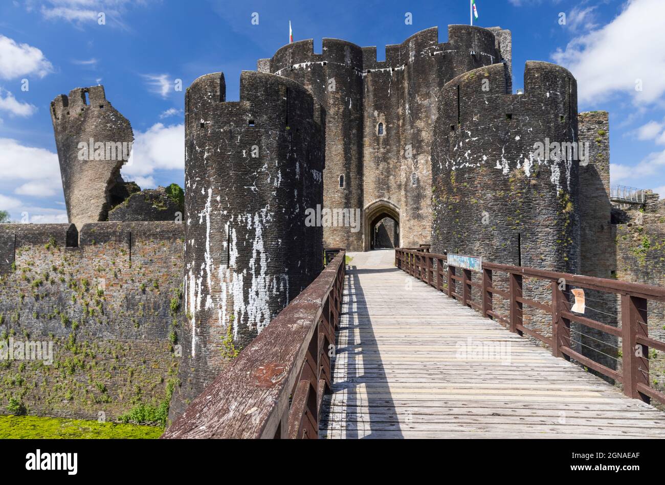 La gatehouse est interno al castello di Caerphilly, Galles del Sud, Regno Unito Foto Stock