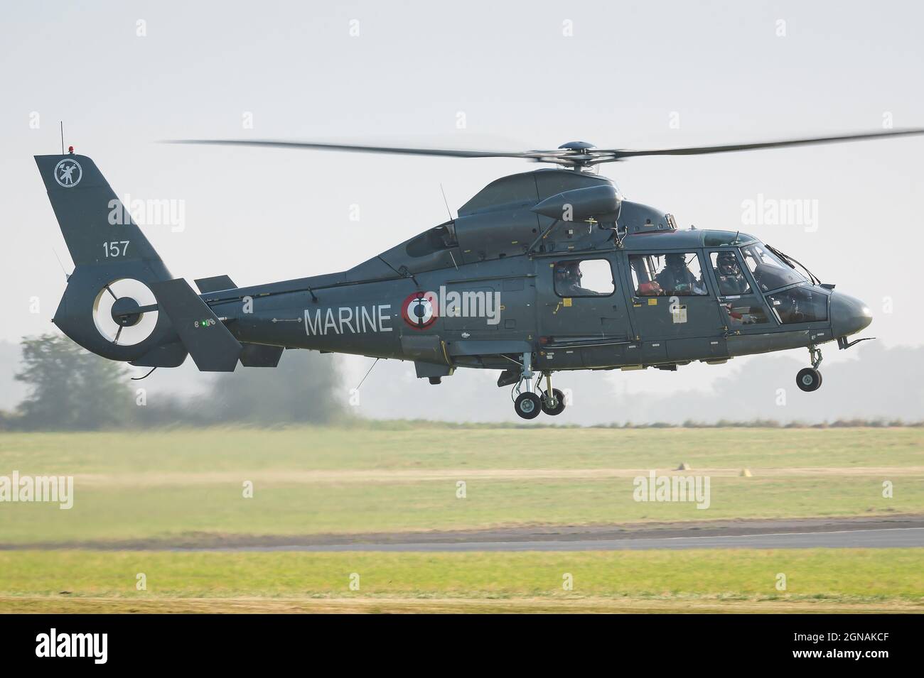 Un elicottero Eurocopter AS365 Dauphin Search and Rescue (SAR) dalla Flottille 35F della Marina francese. Foto Stock