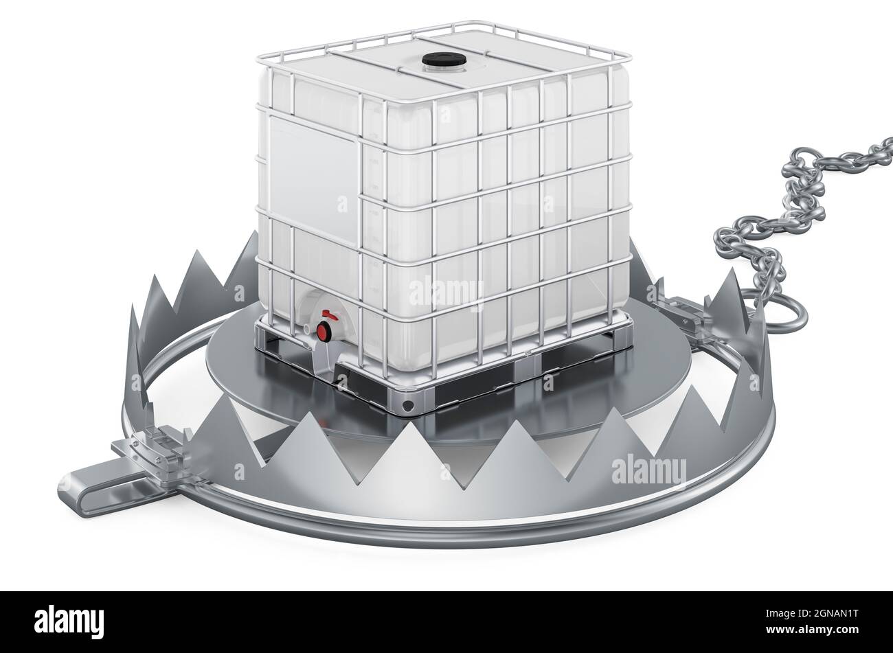 Bear Trap con contenitore di materiale sfuso intermedio, rendering 3D isolato su sfondo bianco Foto Stock